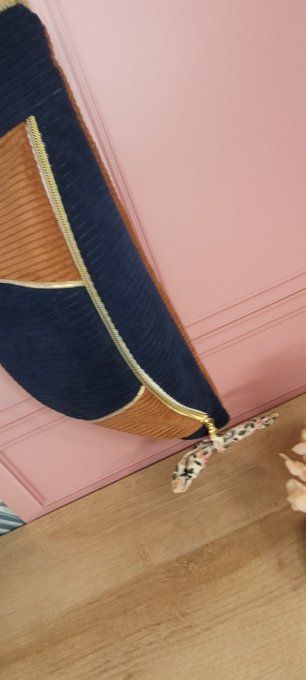 Sac banane velours bleu et marron