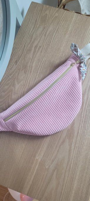 Sac banane velours rose