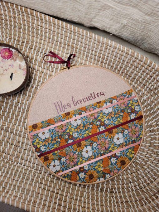 Porte barrette - Rose fleurs