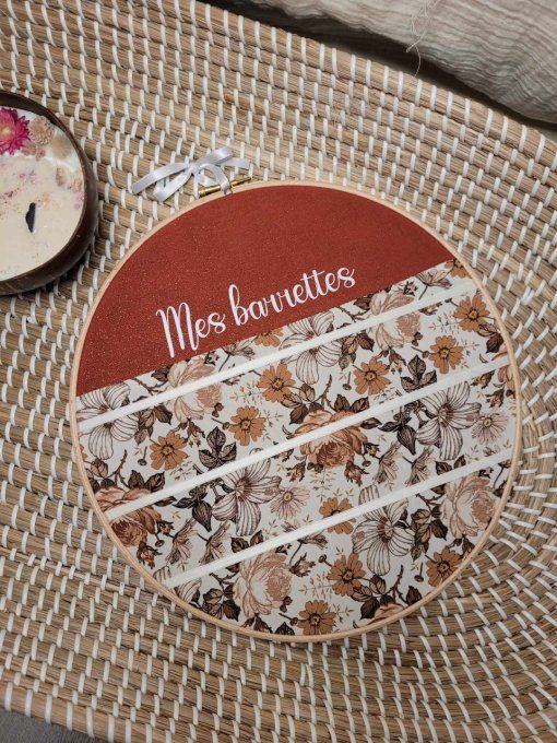 Porte barrette - Terracotta fleurs