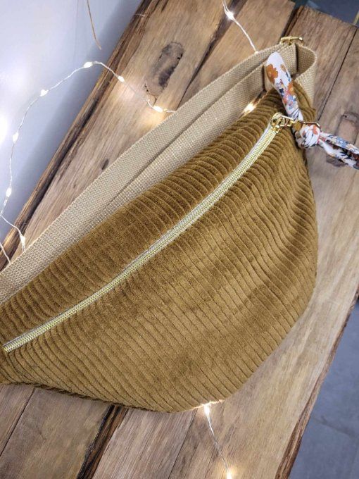Sac banane velours olive