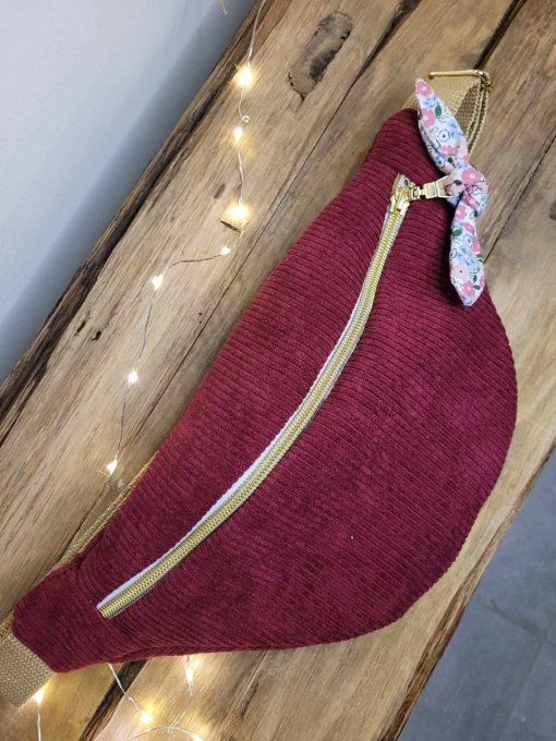 Sac banane velours bordeau