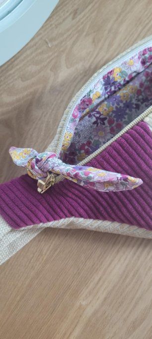 Sac banane velours fushia et beige lurex