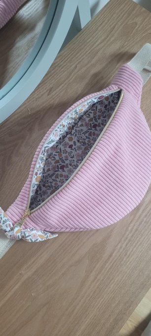 Sac banane velours rose