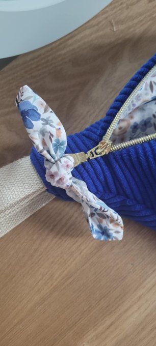 Sac banane velours bleu